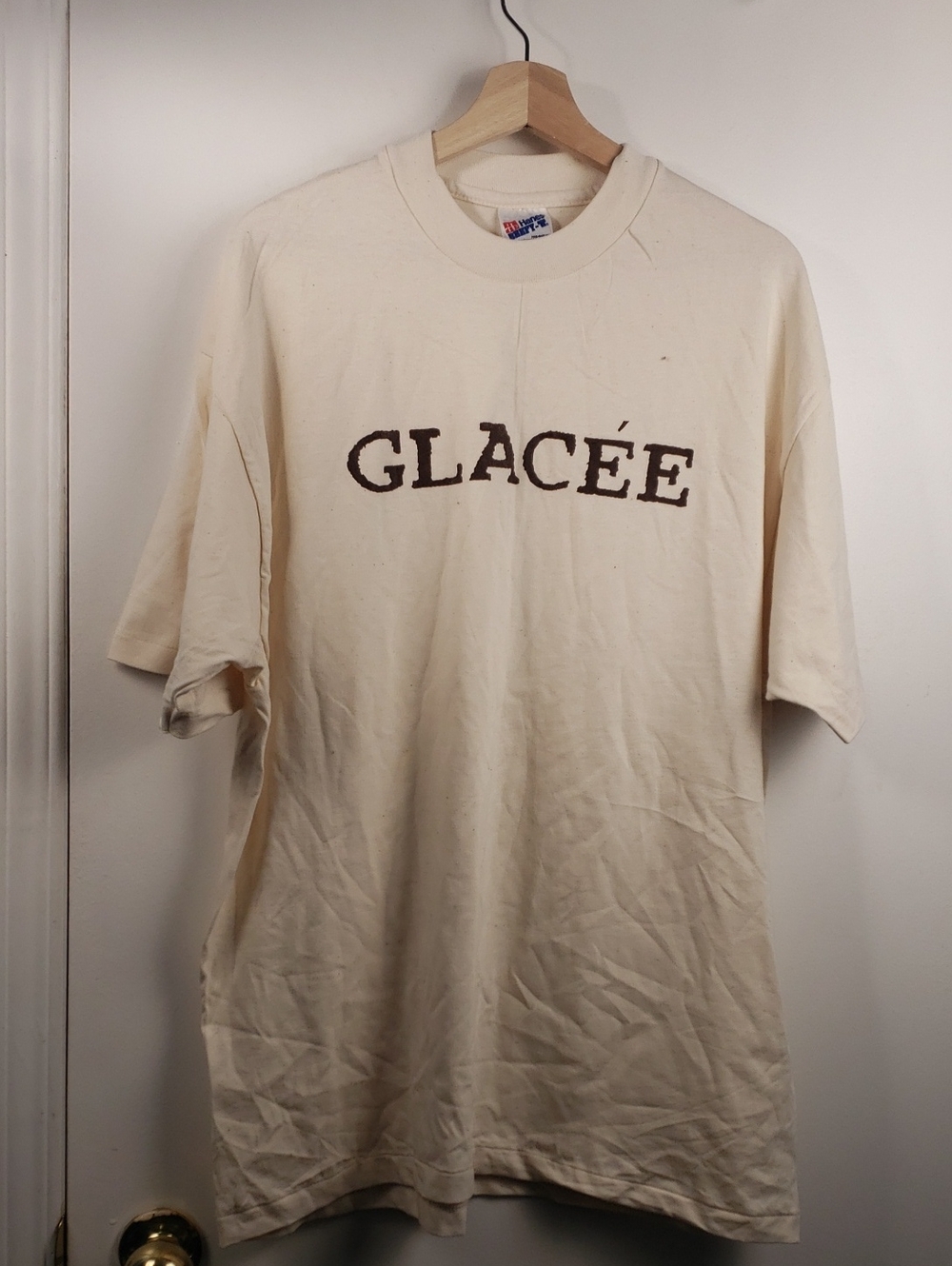 Vintage Hanes Glacee Beefy-T Cream Crewneck T-Shirt Made In USA XL Single Stitch